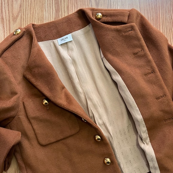 Selling a Celine Paris Chelsea Jacket, size small, brown with gold buttons. - Picture 6 of 8
